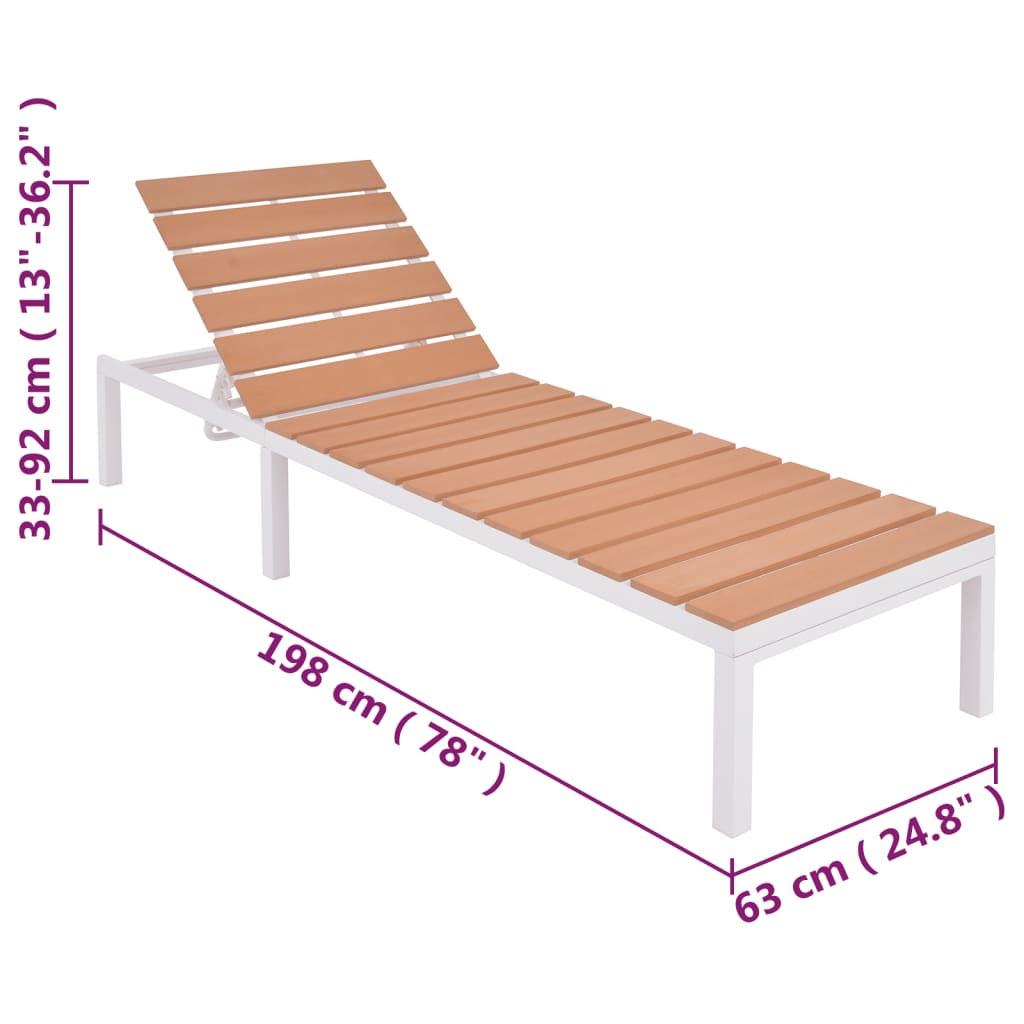 Sun Lounger with Table Aluminium WPC and Brown