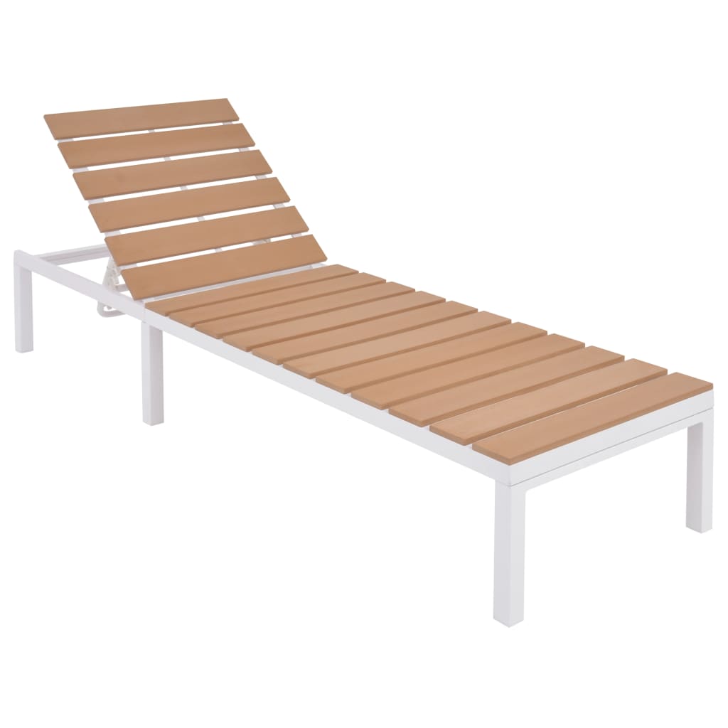 Sun Lounger with Table Aluminium WPC and Brown