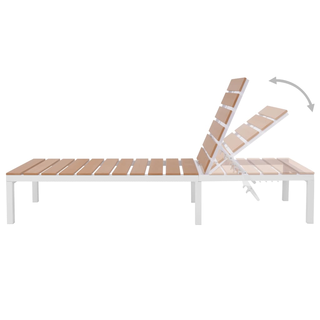 Sun Lounger with Table Aluminium WPC and Brown