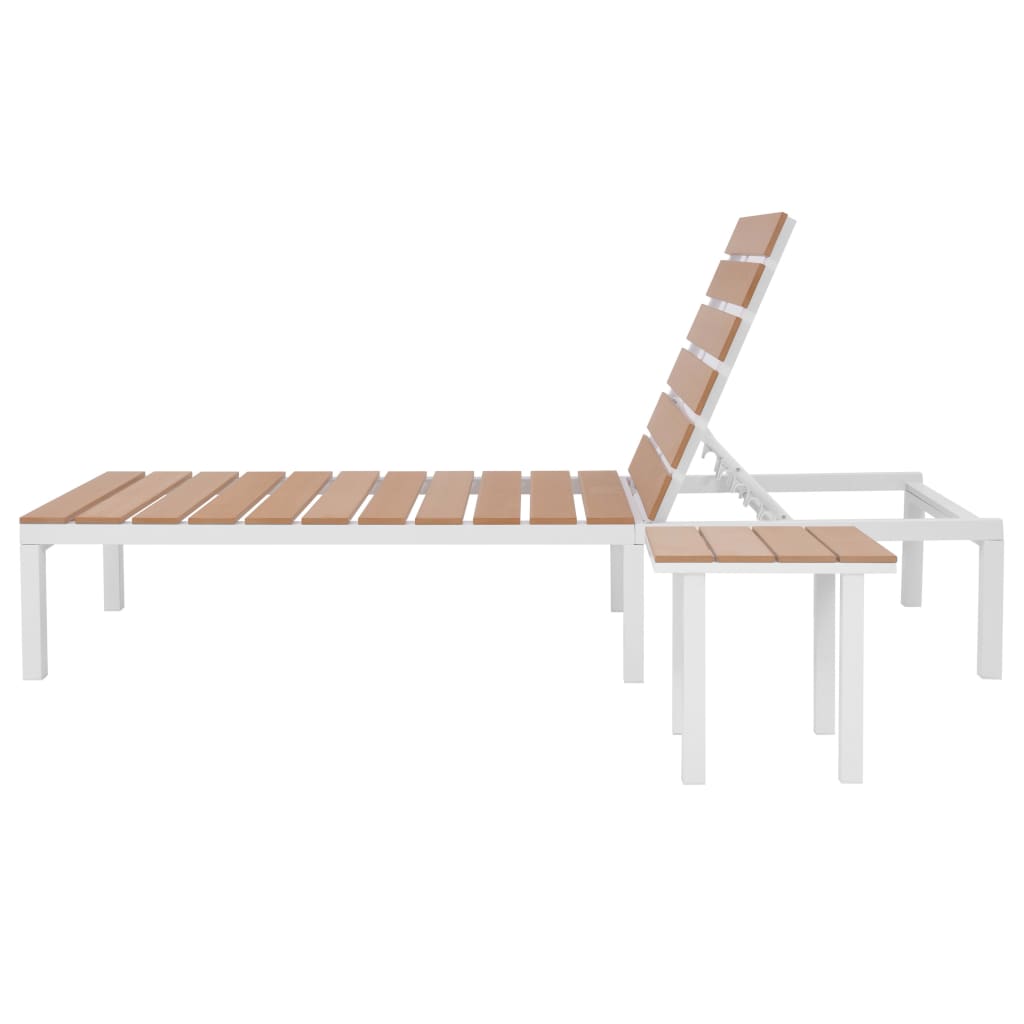 Sun Lounger with Table Aluminium WPC and Brown