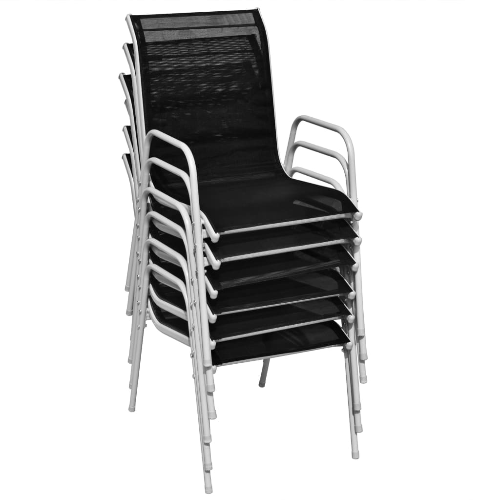 Stackable Garden Chairs 6 pcs Steel and Textilene Black