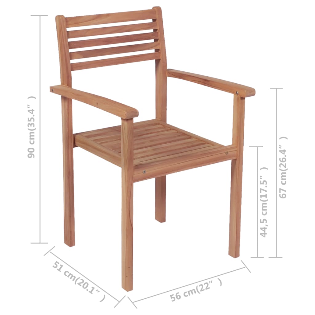 Stackable Garden Chairs 4 pcs Solid Teak Wood