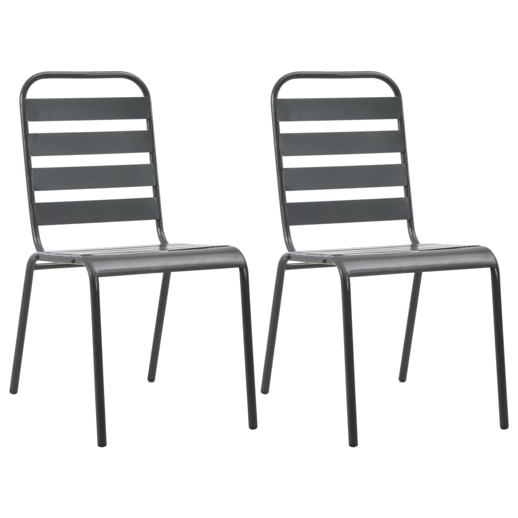 Stackable Outdoor Chairs 2 pcs Steel Grey