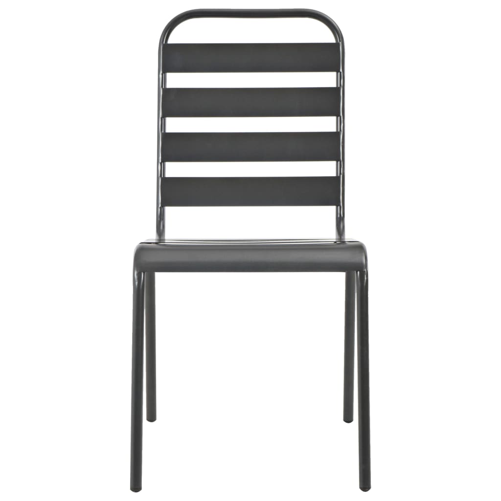 Stackable Outdoor Chairs 2 pcs Steel Grey