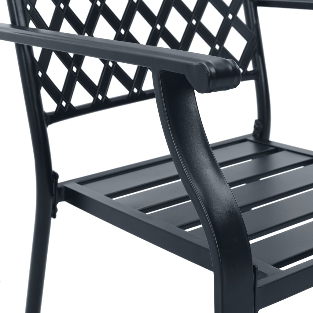 Stackable Outdoor Chairs 2 pcs Steel Black