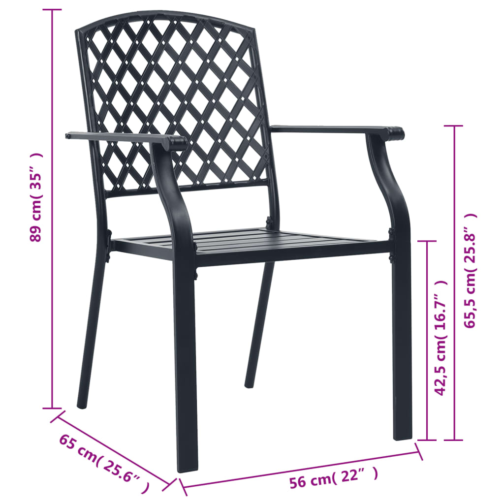 Stackable Outdoor Chairs 2 pcs Steel Black