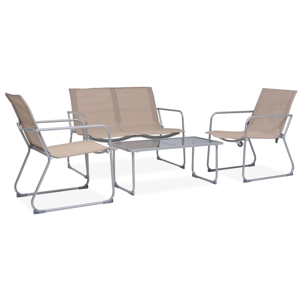 4 Piece Garden Lounge Set Fabric & Steel Taupe