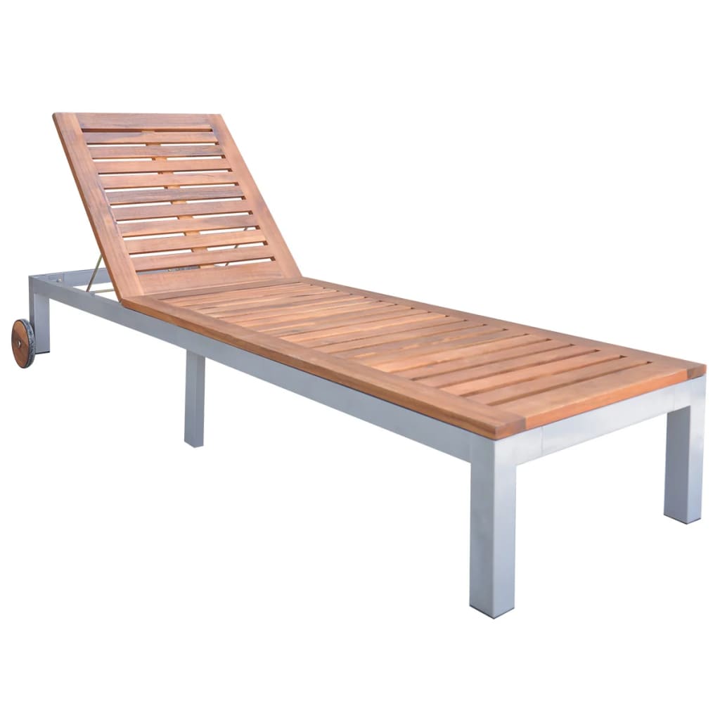 Sun Lounger Solid Acacia Wood