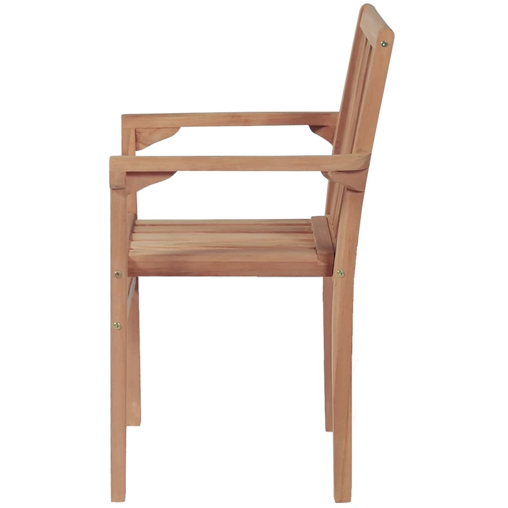 Stacking Garden Chairs 2 pcs Solid Teak Wood