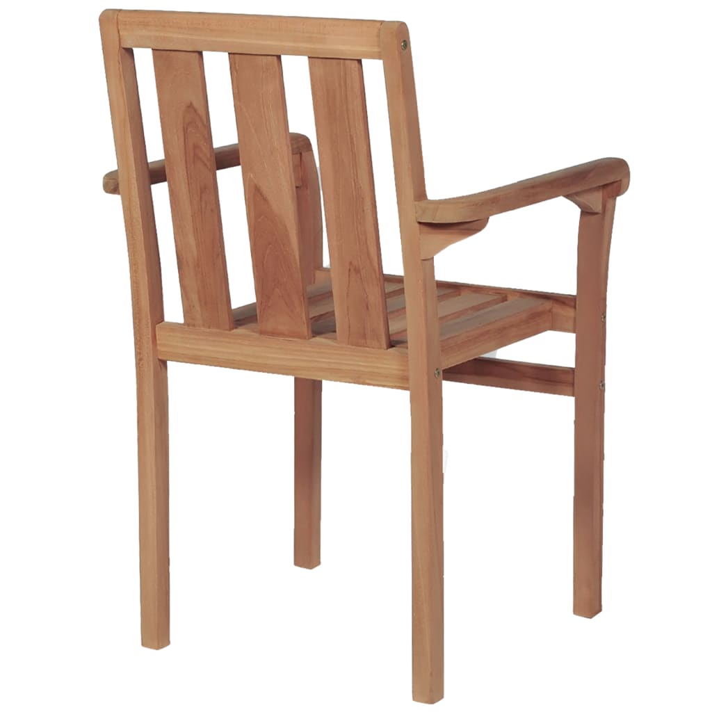 Stacking Garden Chairs 2 pcs Solid Teak Wood