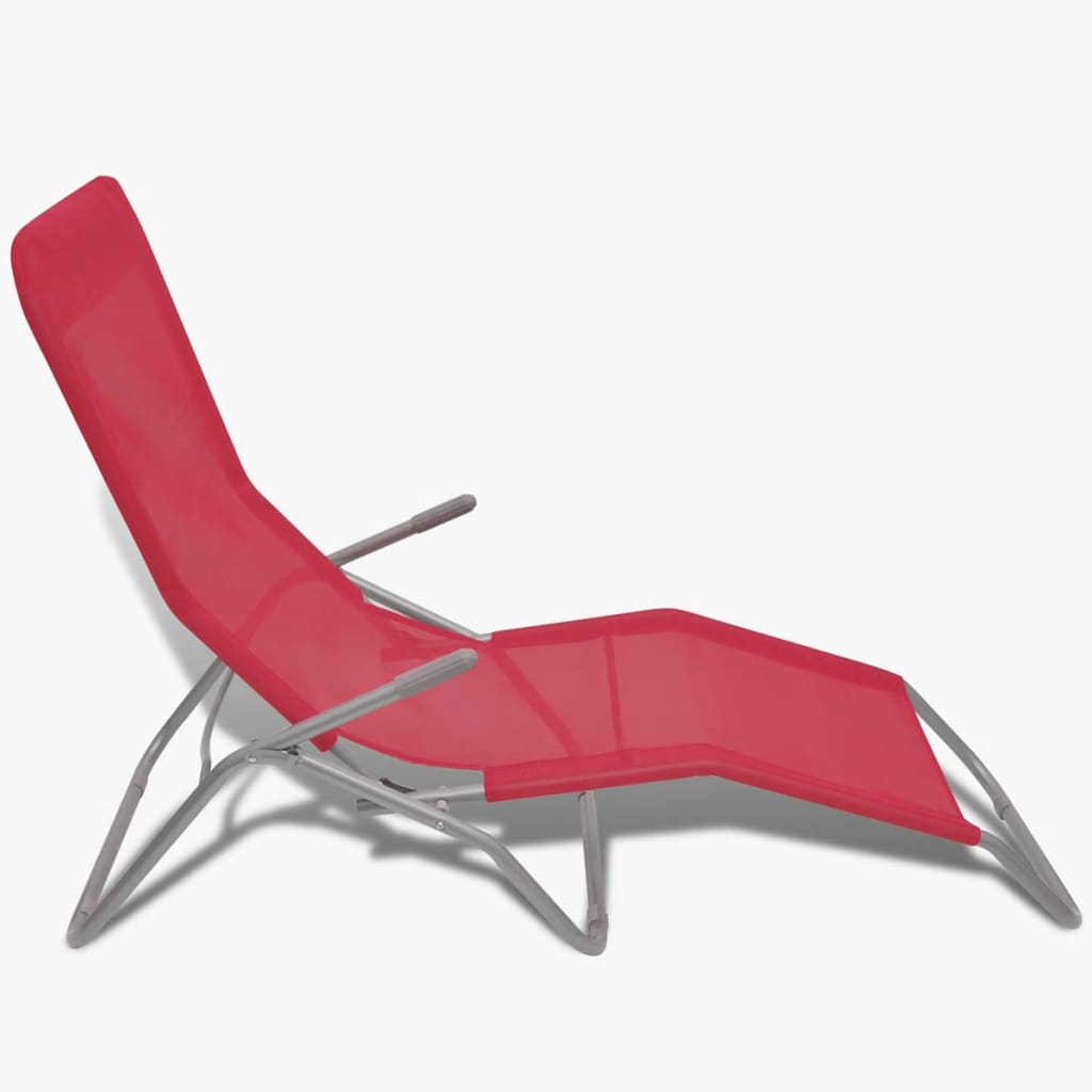 Sun Loungers 2 pcs Steel Frame and Textilene Red