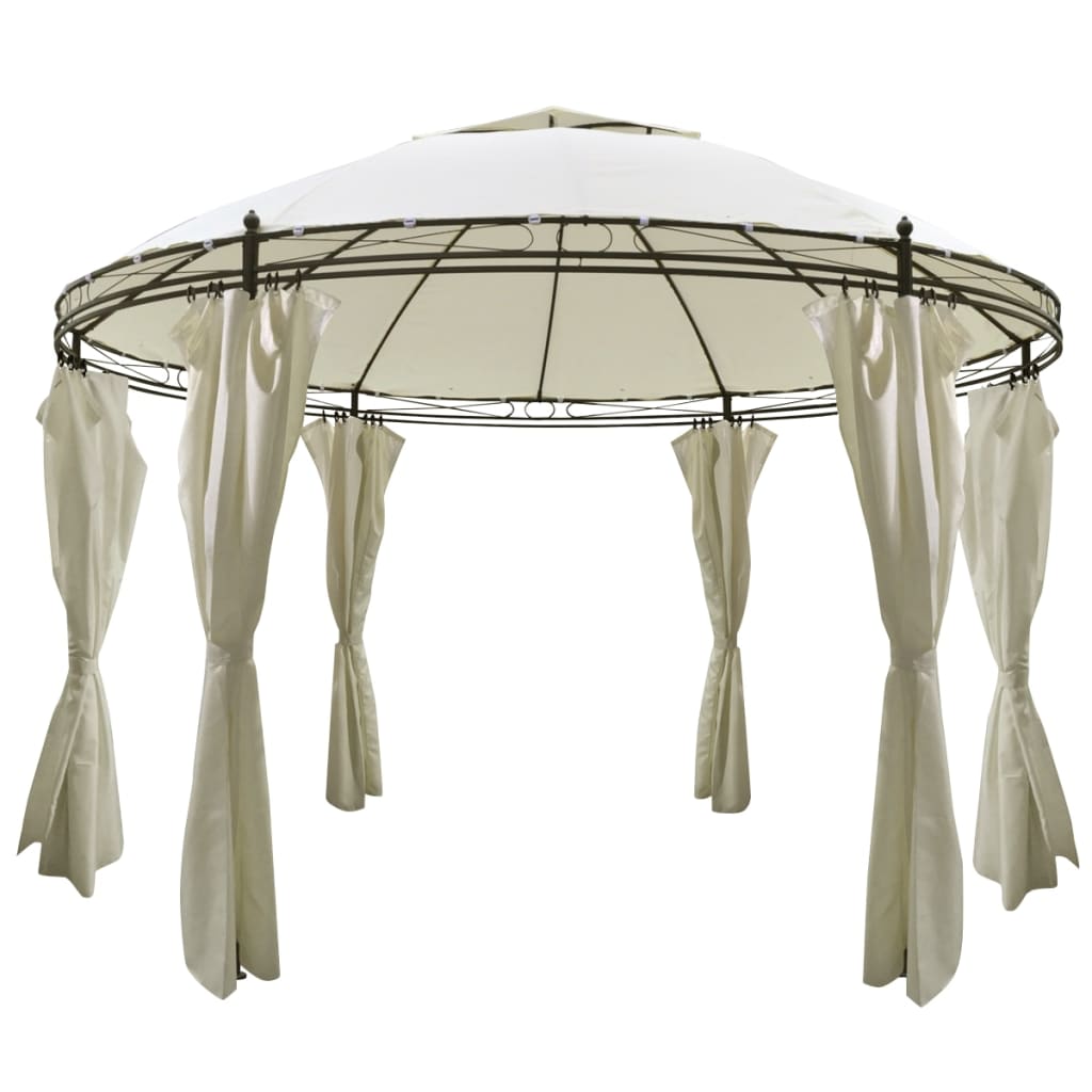 Round Gazebo with Curtains 3.5 x 2.7 m