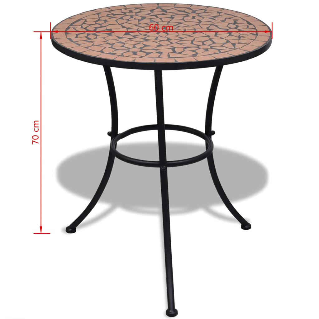 3 Piece Bistro Set Ceramic Tile Terracotta