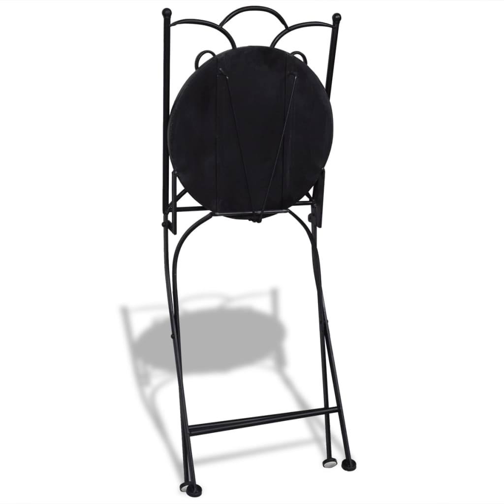 3 Piece Bistro Set Ceramic Tile Black and White