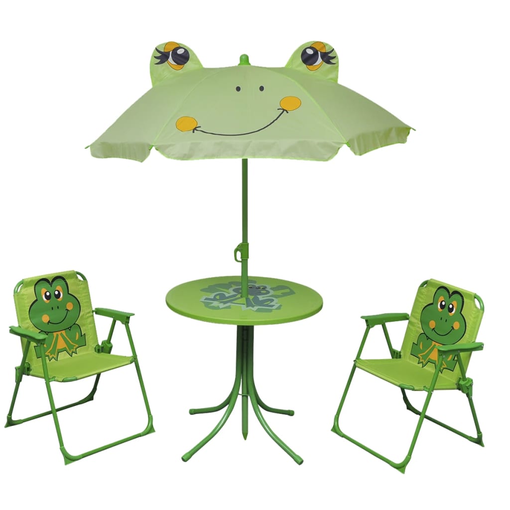 3 Piece Kids' Garden Bistro Set with Parasol Green