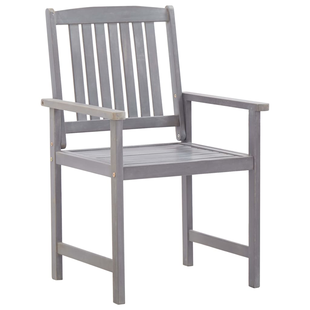 7 Piece Outdoor Dining Set Grey Wash Solid Acacia Wood