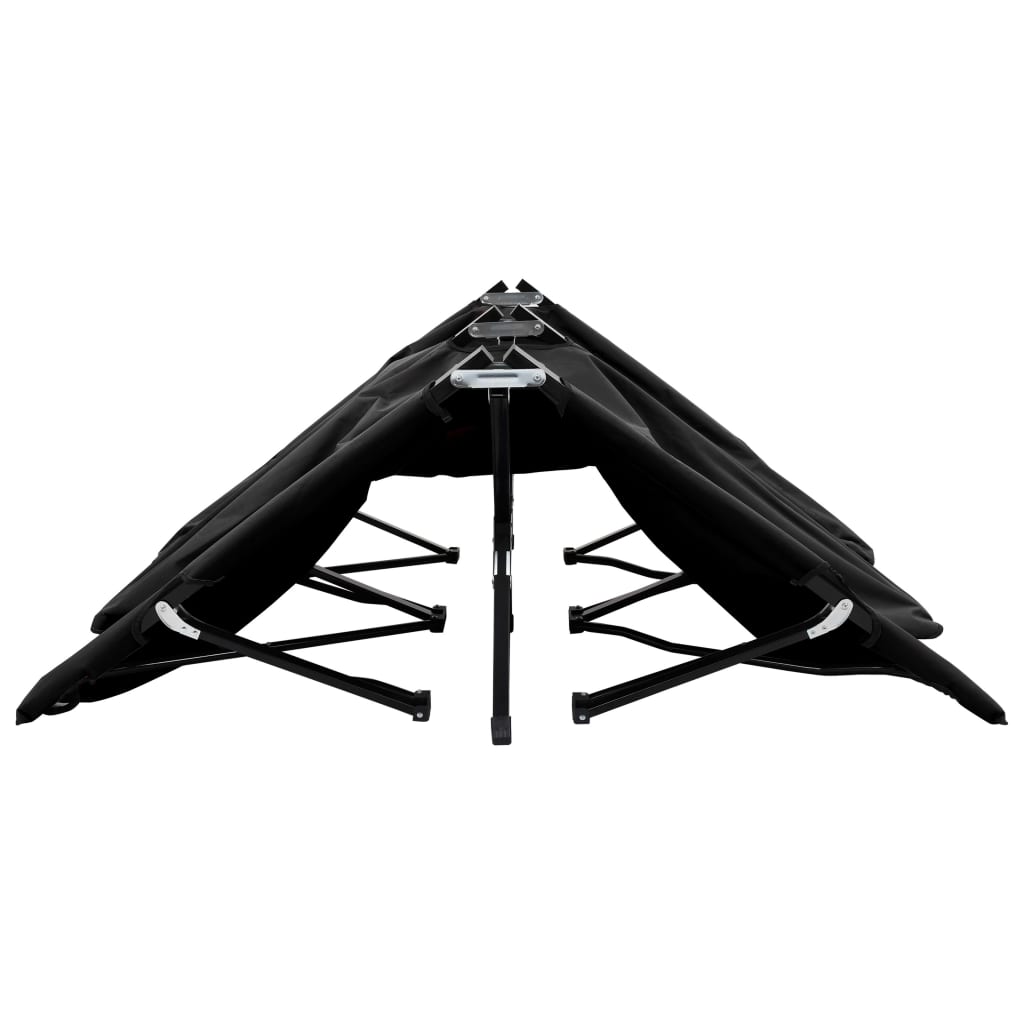 Two Person Folding Sun Lounger Black Steel