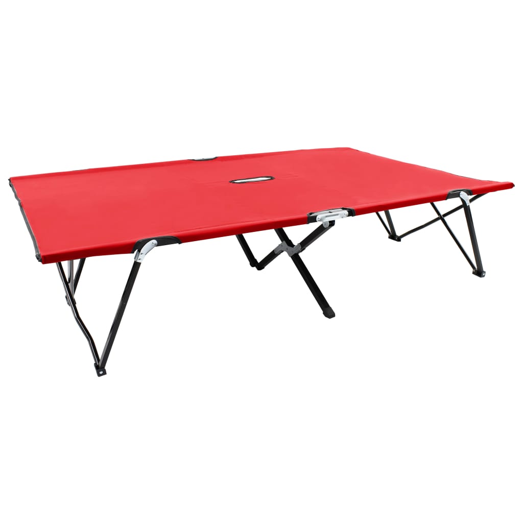 Two Person Folding Sun Lounger Red Steel