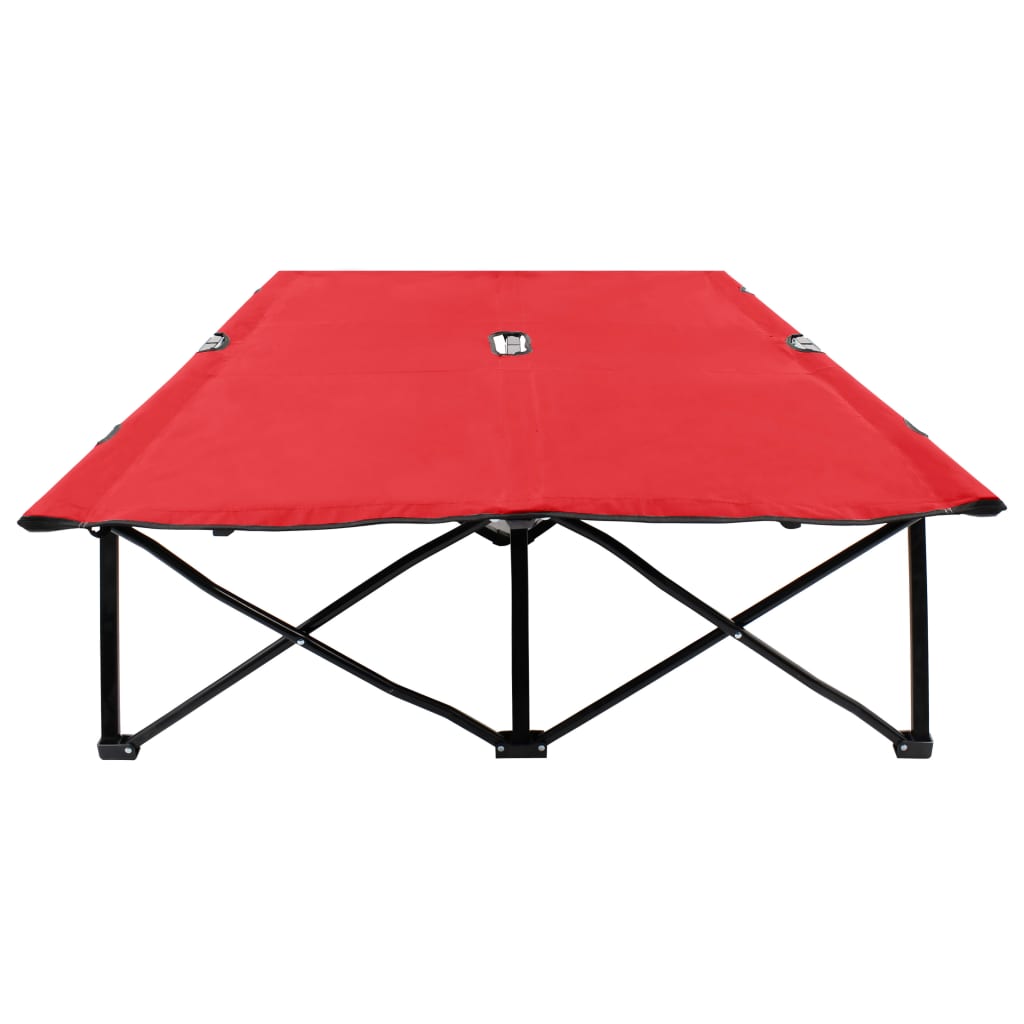 Two Person Folding Sun Lounger Red Steel