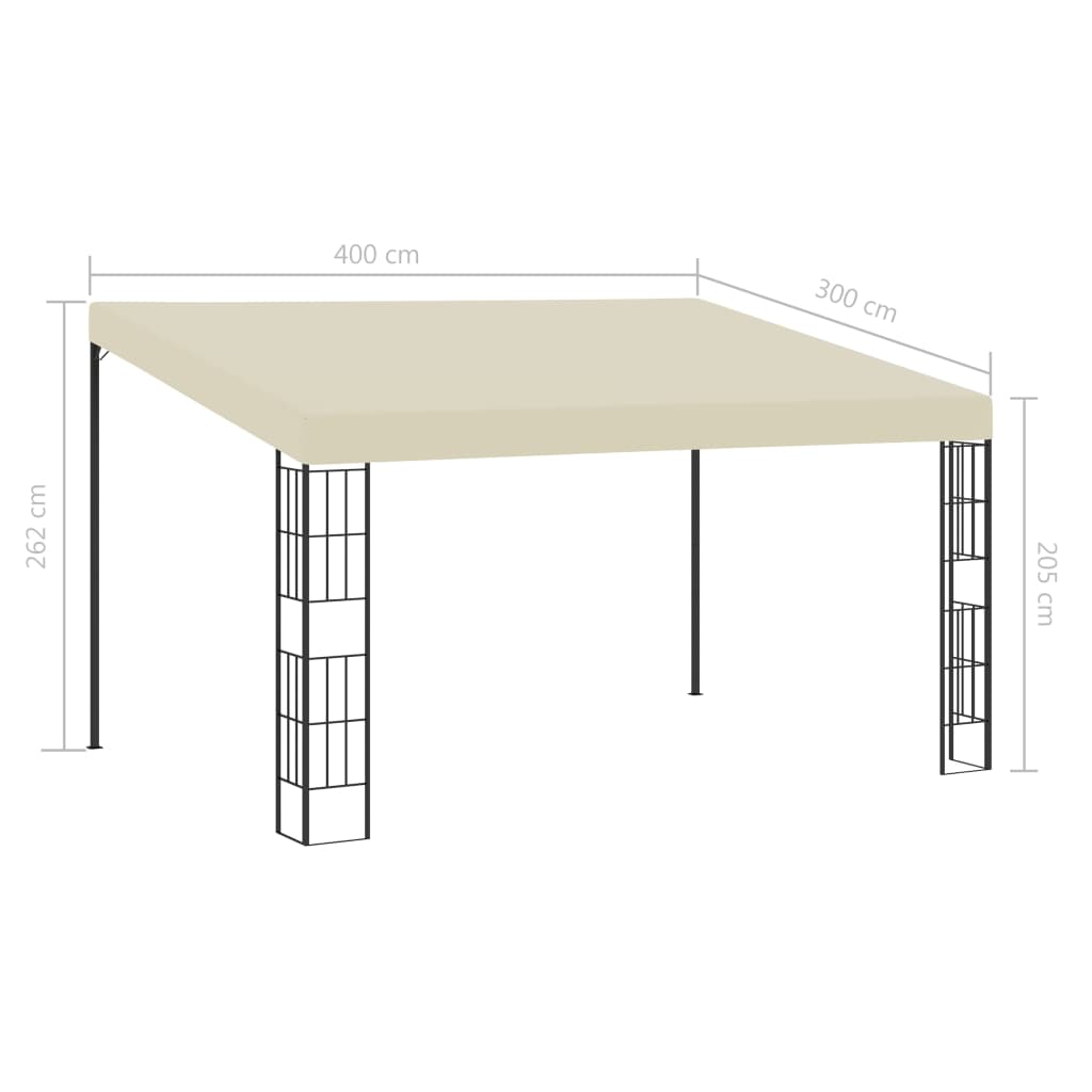 Wall-mounted Gazebo 3x4 m Cream Fabric