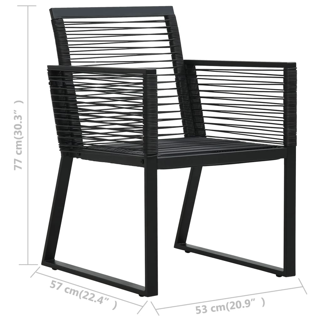 Garden Chairs 2 pcs Black PVC Rattan