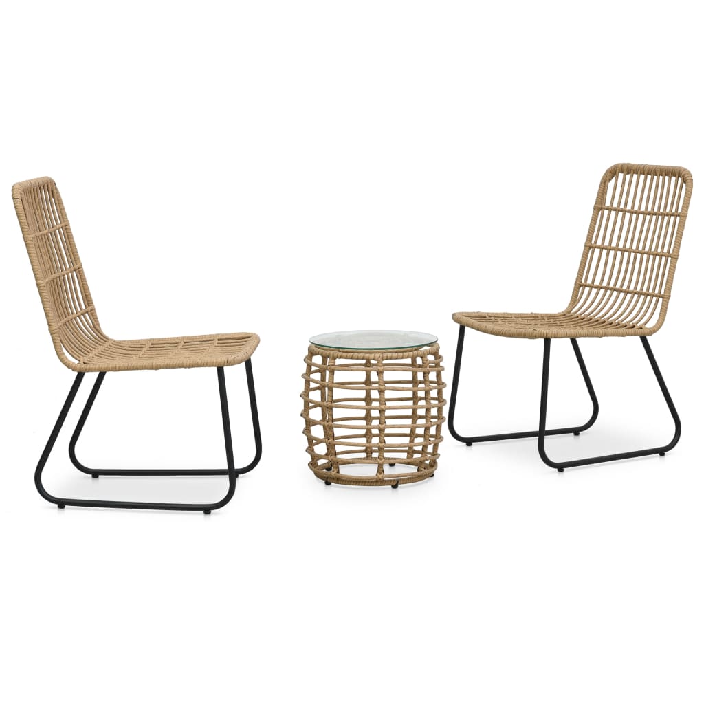 3 Piece Bistro Set Poly Rattan Oak