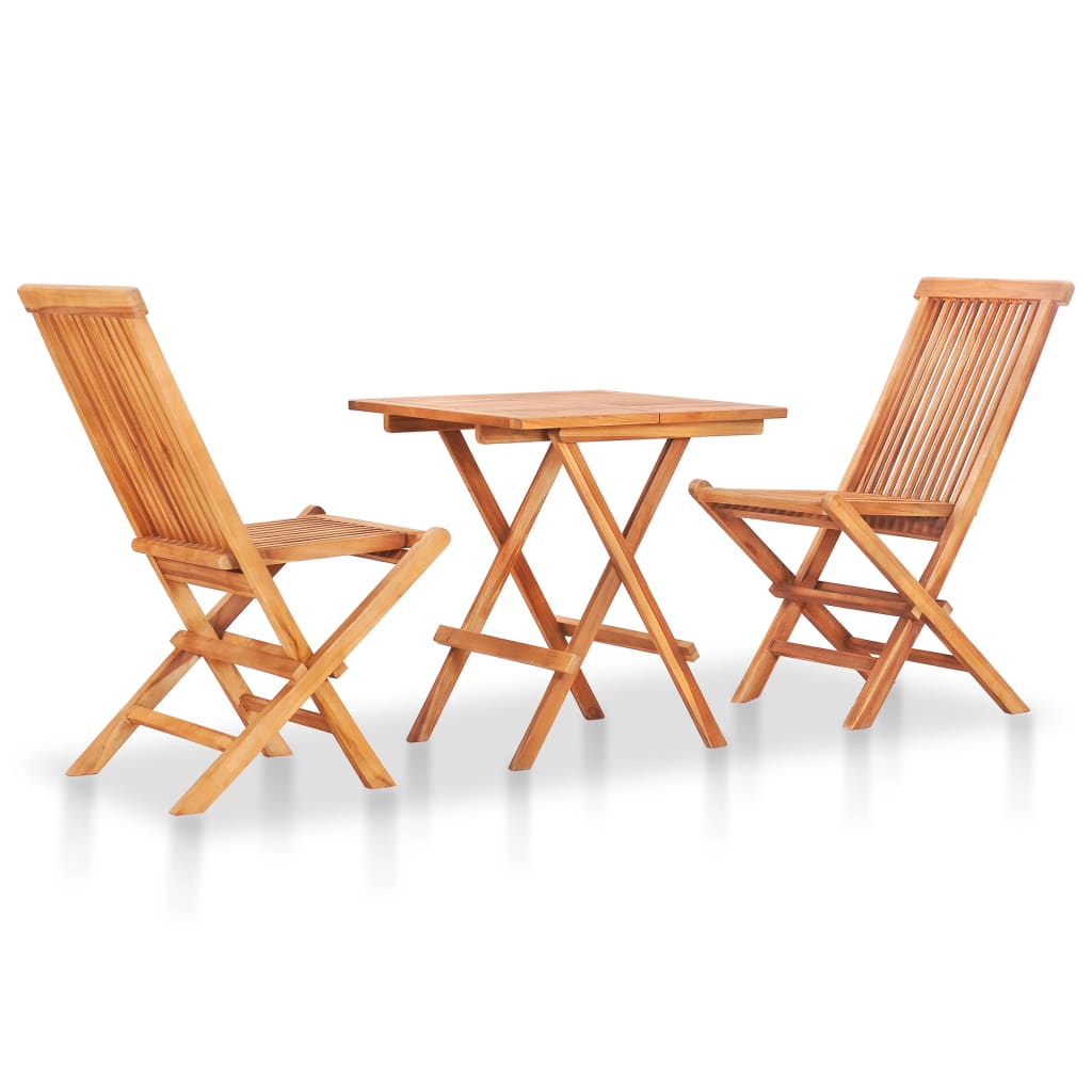 3 Piece Folding Bistro Set Solid Teak Wood