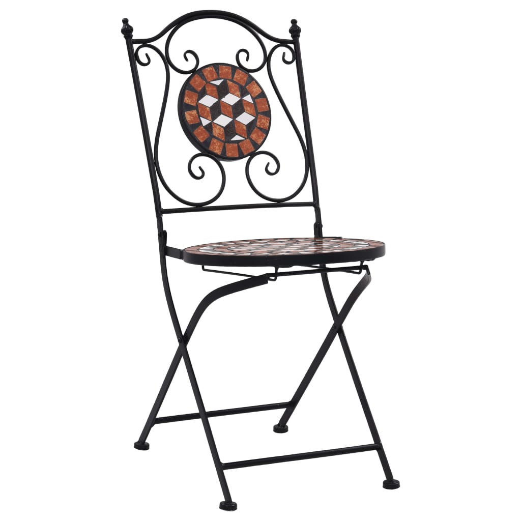 3 Piece Mosaic Bistro Set Ceramic Tile Terracotta