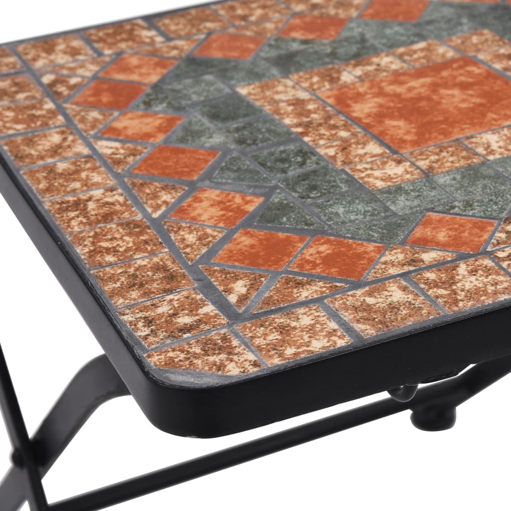 3 Piece Mosaic Bistro Set Ceramic Tile Orange/Grey