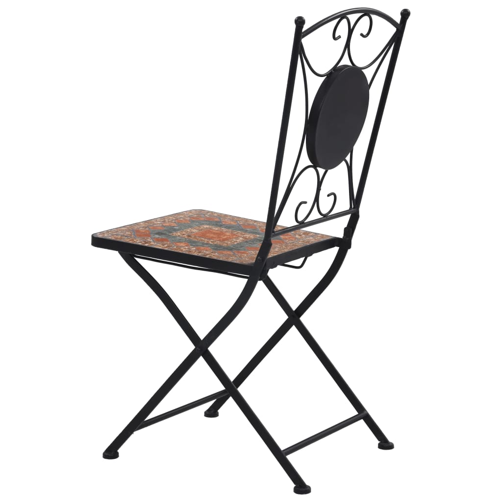 3 Piece Mosaic Bistro Set Ceramic Tile Orange/Grey