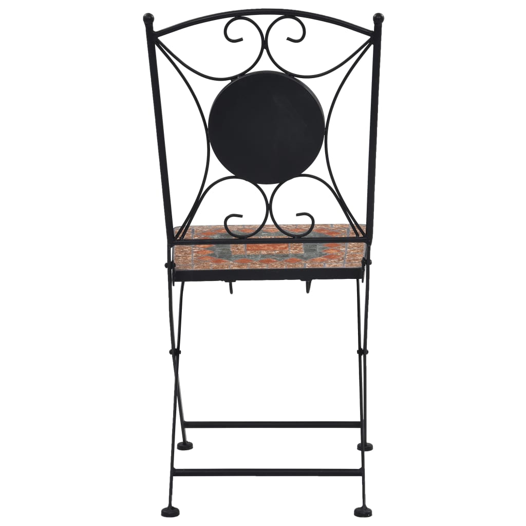 3 Piece Mosaic Bistro Set Ceramic Tile Orange/Grey