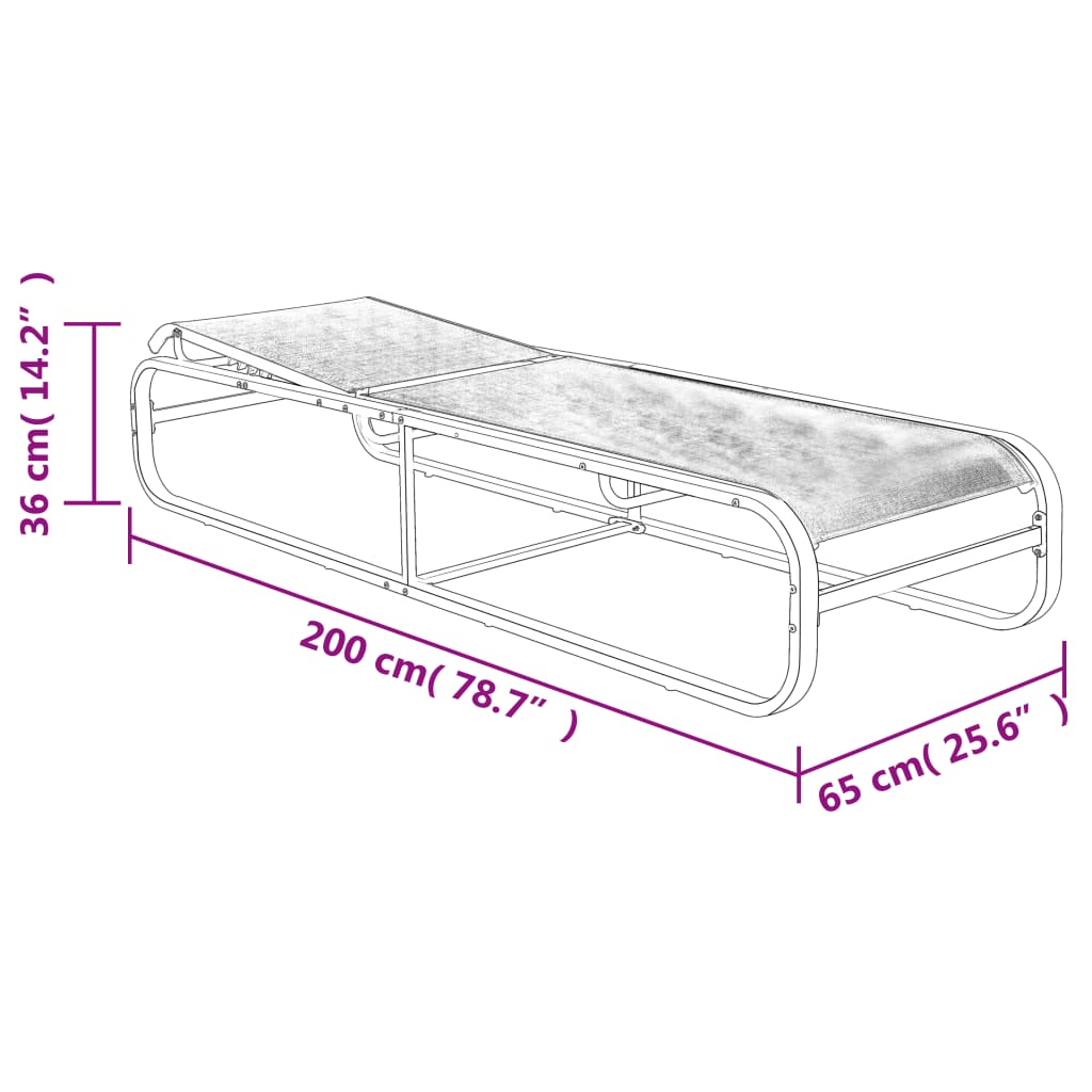 Sun Loungers 2 pcs with Table Textilene and Aluminium