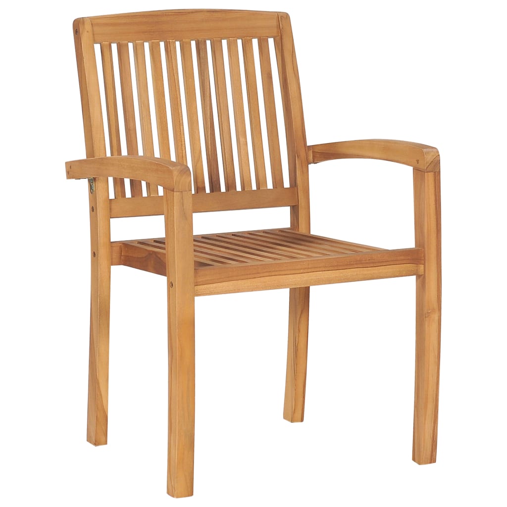 Stacking Garden Dining Chairs 2 pcs Solid Teak Wood