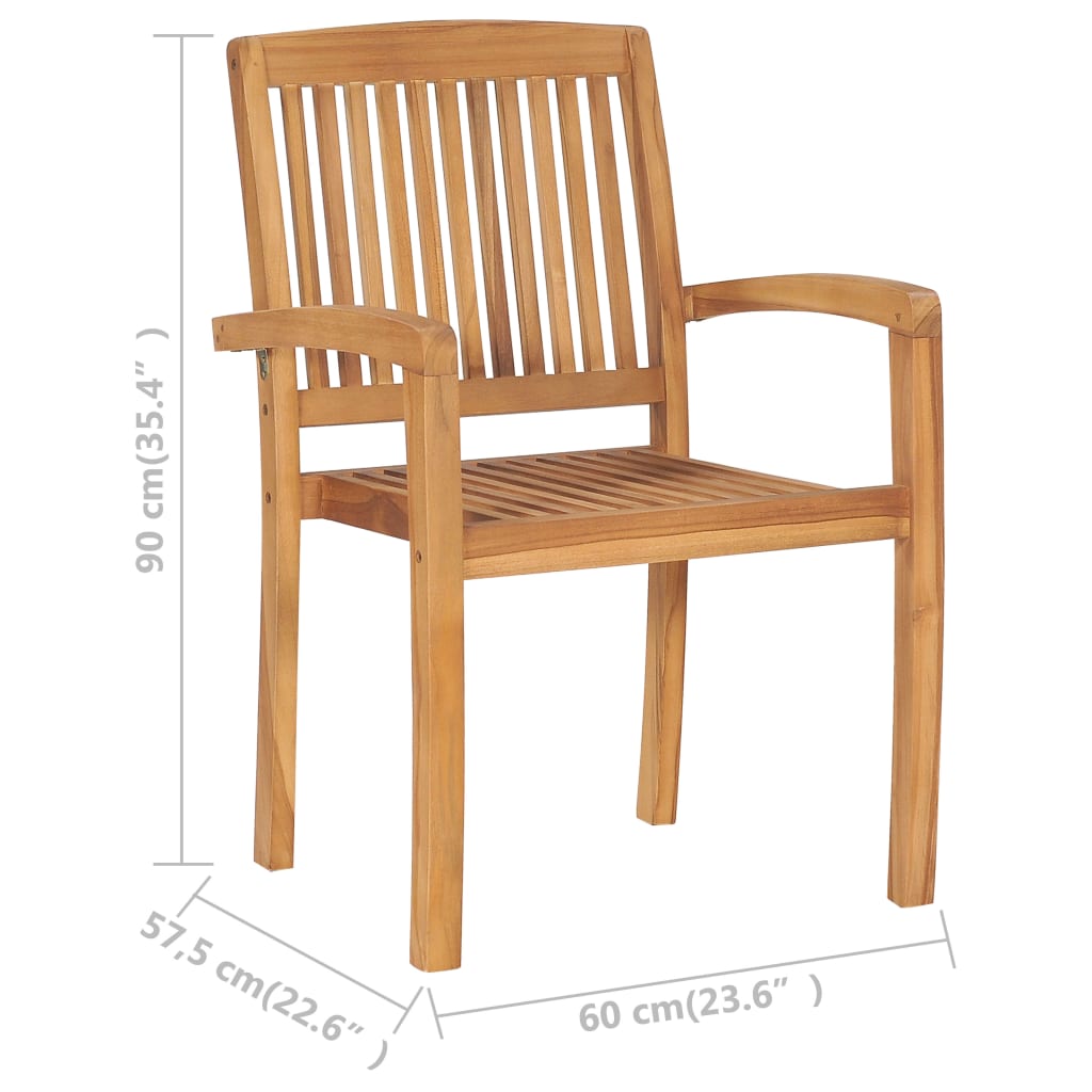 Stacking Garden Dining Chairs 2 pcs Solid Teak Wood