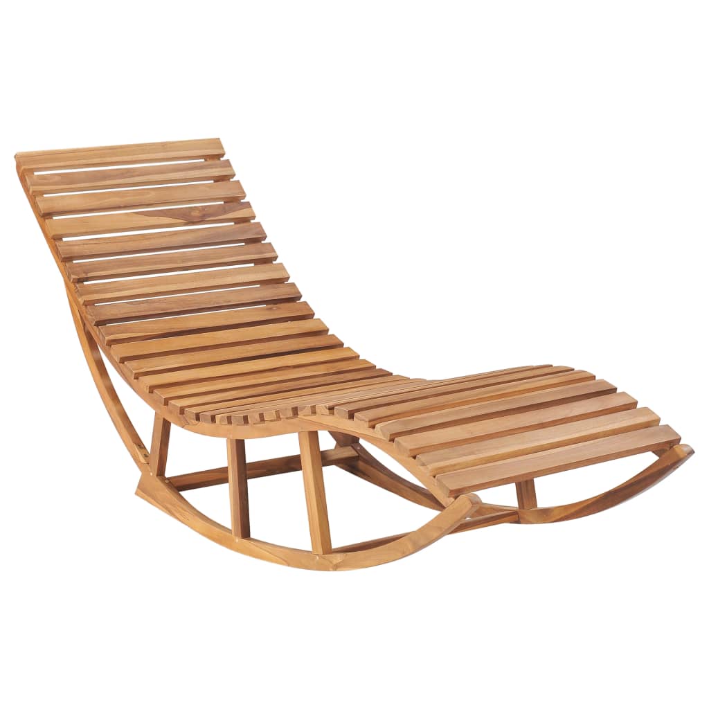 Rocking Sunlounger Solid Teak Wood