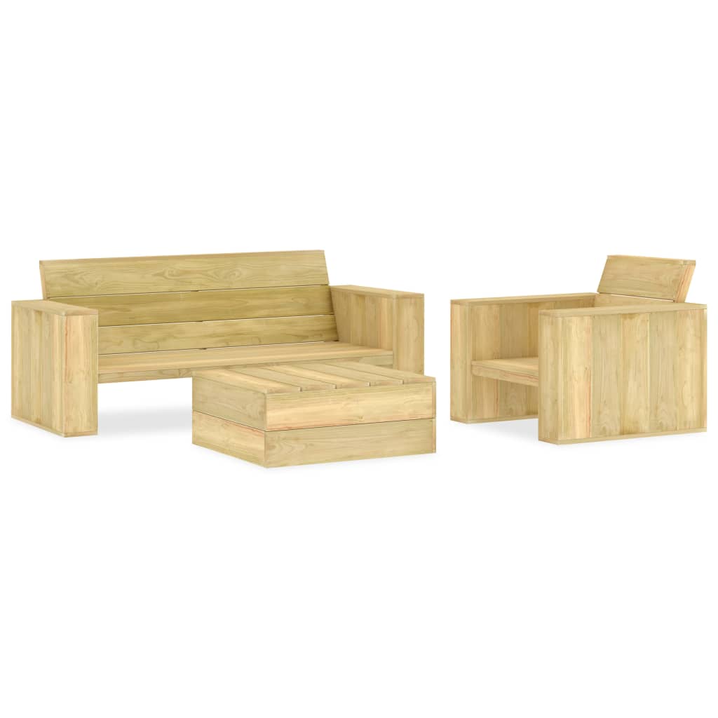 3 Piece Garden Lounge Set Impregnated Pinewood