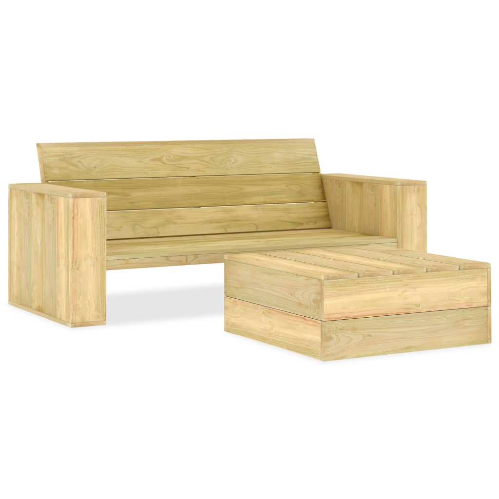 2 Piece Garden Lounge Set Impregnated Pinewood