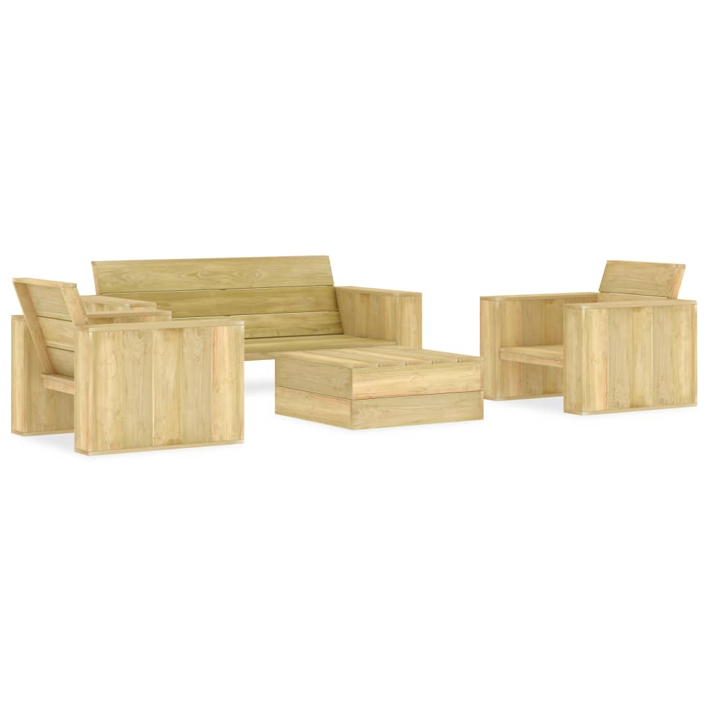 4 Piece Garden Lounge Set Impregnated Pinewood