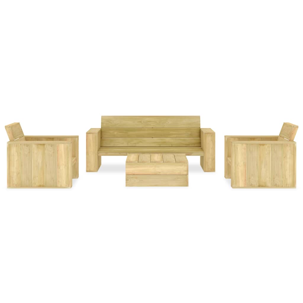 4 Piece Garden Lounge Set Impregnated Pinewood