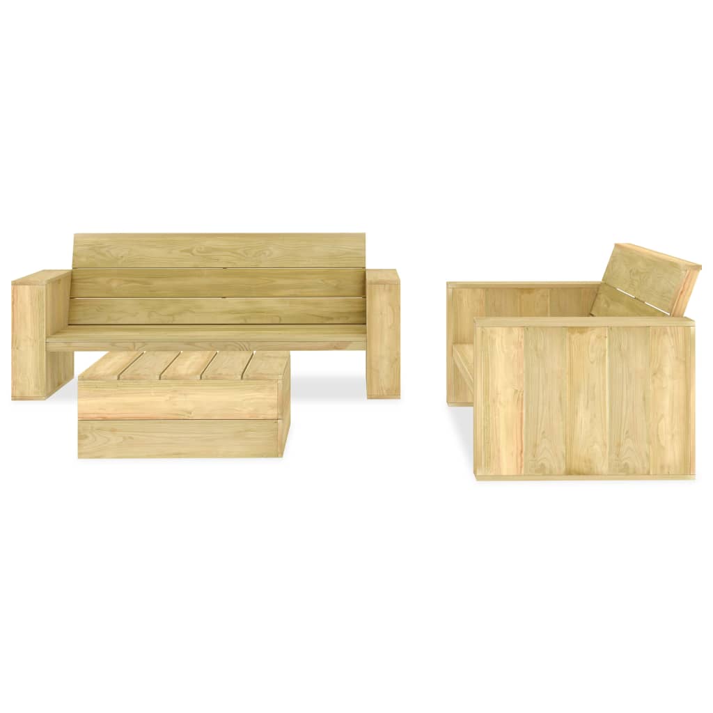 3 Piece Garden Lounge Set Impregnated Pinewood