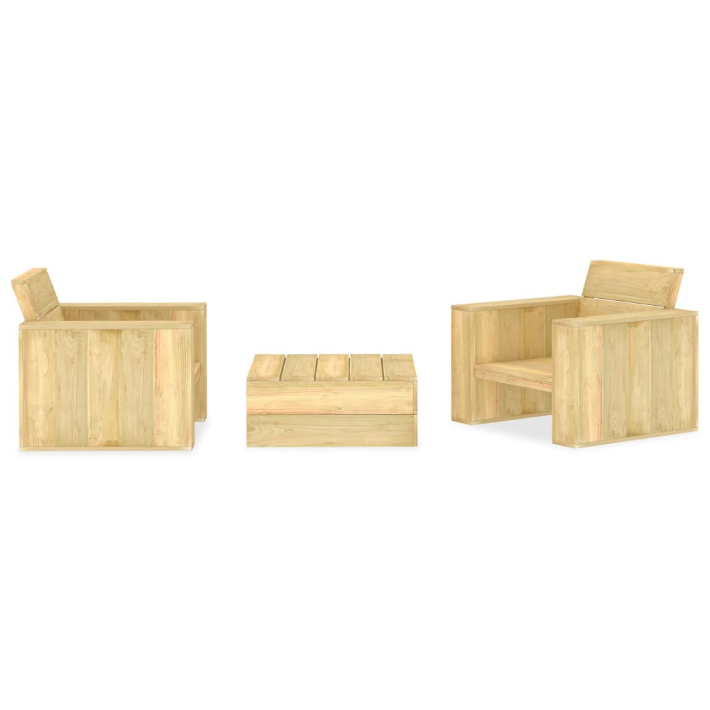 3 Piece Garden Lounge Set Impregnated Pinewood