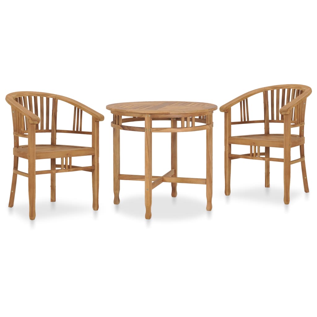 3 Piece Garden Dining Set Solid Teak Wood