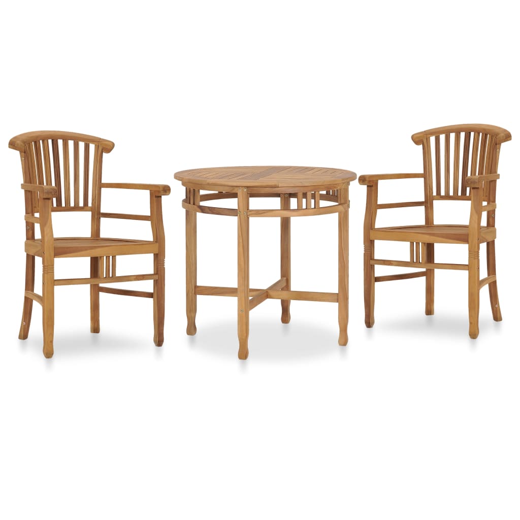 3 Piece Garden Dining Set Solid Teak Wood