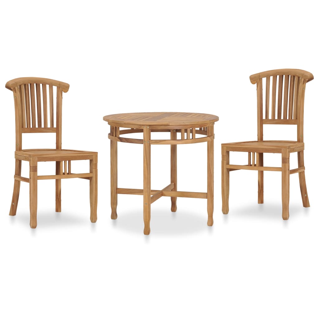 3 Piece Garden Dining Set Solid Teak Wood