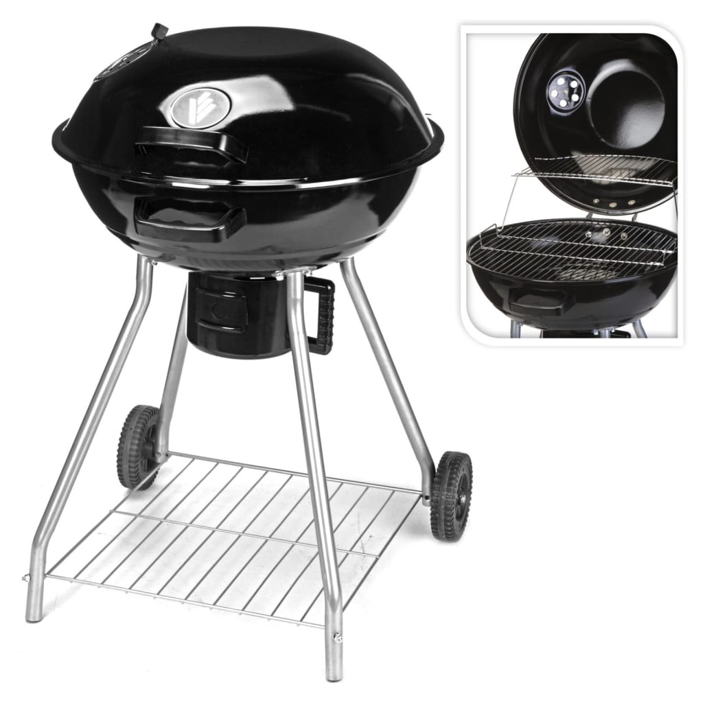 ProGarden Charcoal BBQ Grill on Wheels 56 cm Black