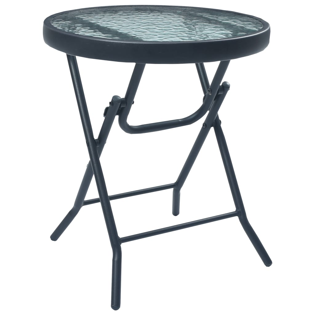 3 Piece Bistro Set Grey Steel