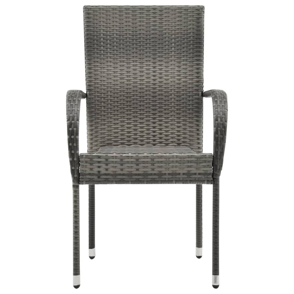 Stackable Outdoor Chairs 4 pcs Grey Poly Rattan