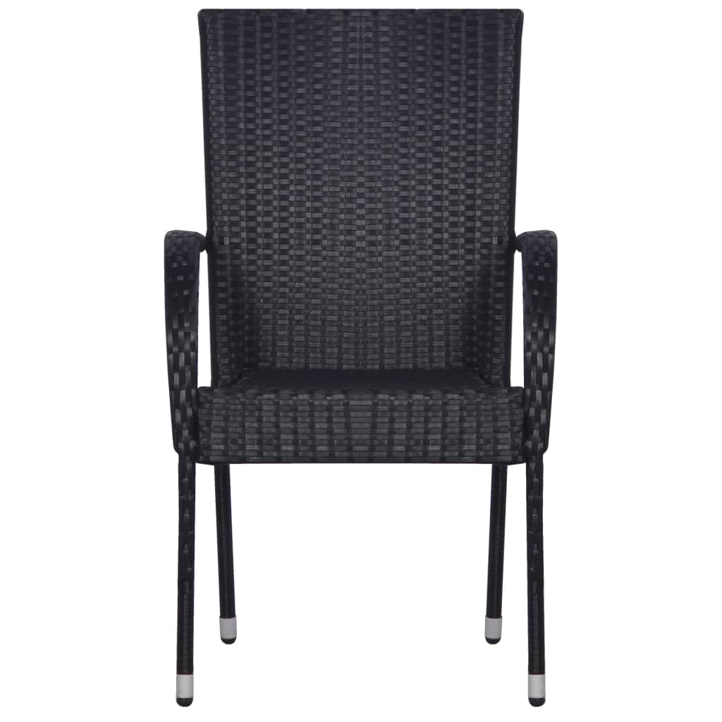 Stackable Outdoor Chairs 6 pcs Poly Rattan Black