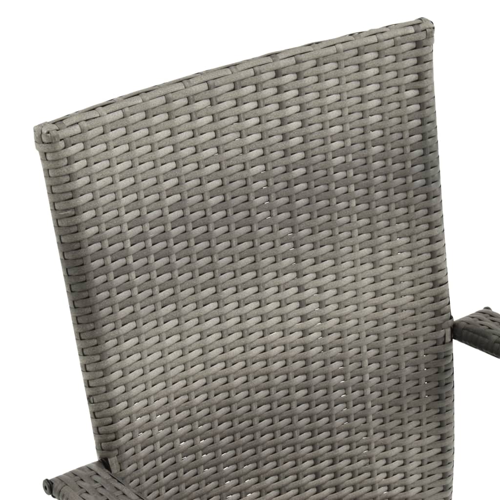 Stackable Outdoor Chairs 6 pcs Grey Poly Rattan