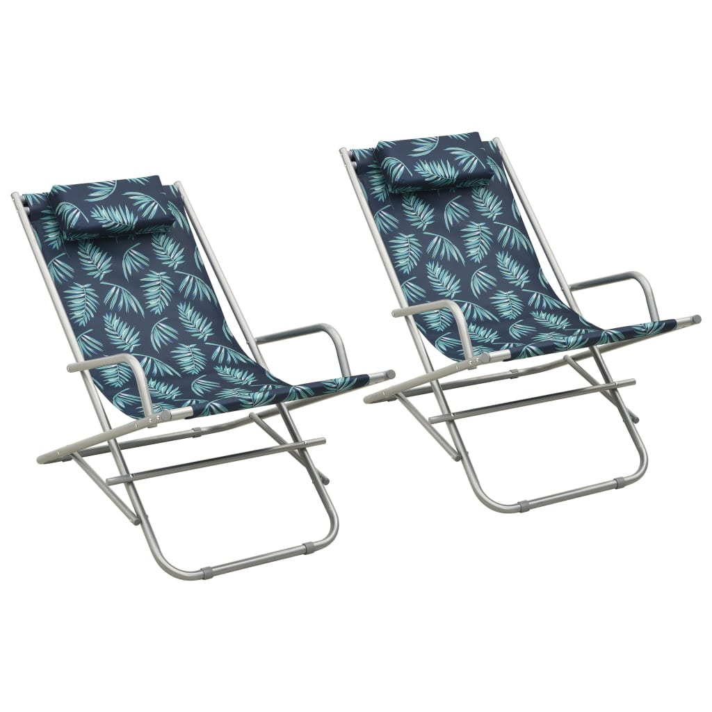 Rocking Chairs 2 pcs Steel Leaf Print